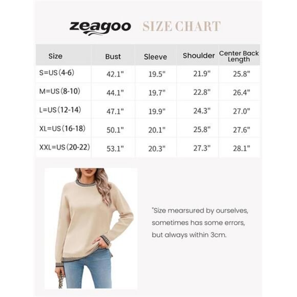Womens Crewneck Pullover Sweater Long Sleeve Knit Side Slit 2024 Fall Winter - Picture 5 of 7